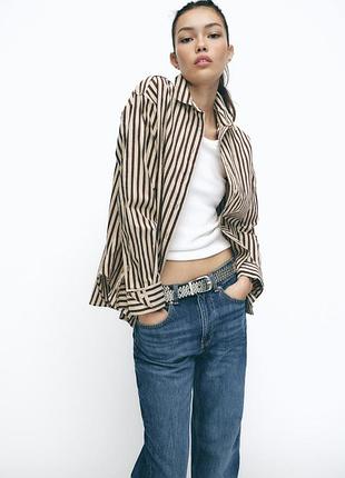 Рубашка шоколадного цвета в полоску