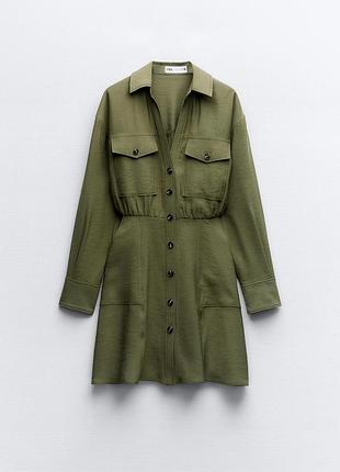 Короткое платье-рубашка от zara, размер xs, xl