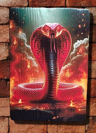 Панно "червона змія — сила та таємниця" 19×28 см, дерево, з підвісом