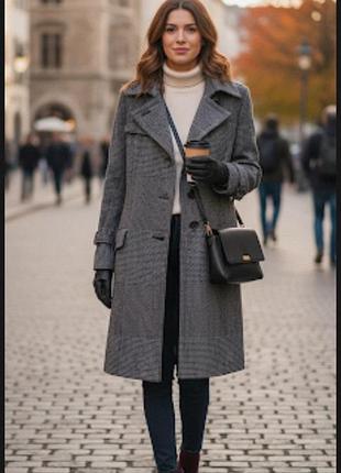 Vicario cinque / дизайнерское шерстяное элегантное пальто меди, принт " гусина лапка"