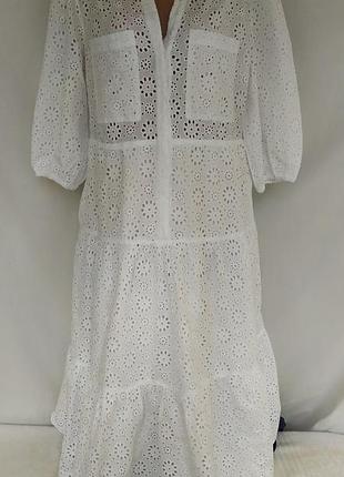 Ярусное шикарное стильное платье из прошвы большого размера