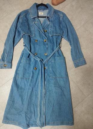 Джинсовый тренч, платок