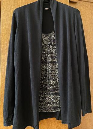 Стильний комбінований топ-двійка з імітацією кардигана