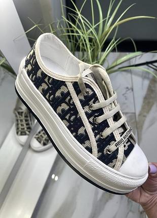 Женские брендовые кеды на платформе диор