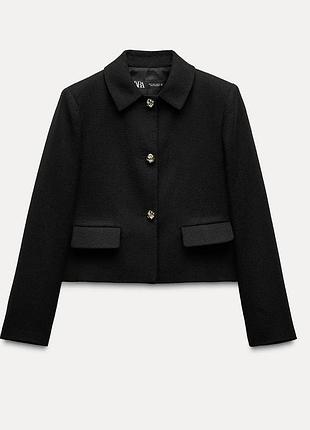 Пиджак zara ткань пике из новых коллекций