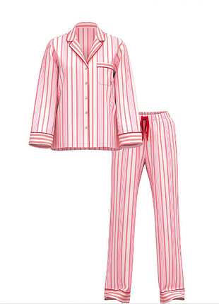 Victorias secret пижама рубашка и штаны flannel long pajama set stripet