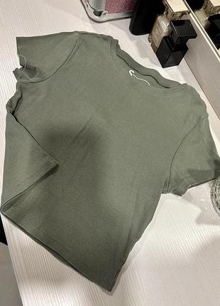 Топ хаки в рубчик футболка