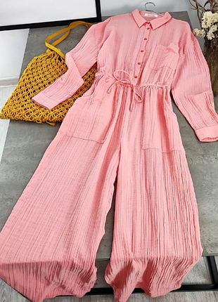 Тонкий муслиновый комбинезон на длинный рукав promod