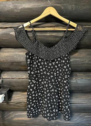 Комбінезон ромпер new look 915 generation чорний в квітковий принт,  розмір s, xs 32-34(зріст 158)