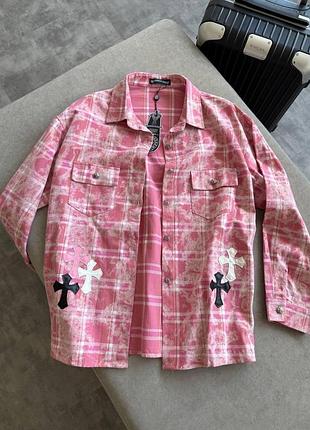 Сорочка рожева в смужку