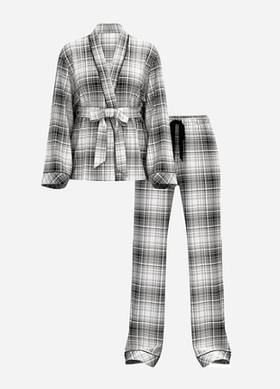 Victorias secret пижама рубашка блуза  и штаны flannel long pajama set клеткаbl