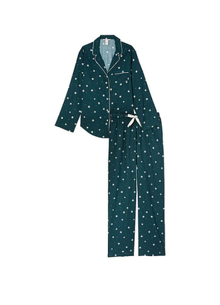 Victorias secret пижама рубашка  и штаны flannel long pajama set snow green
