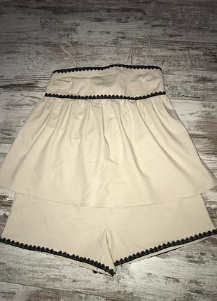 Костюм шорти майка беж