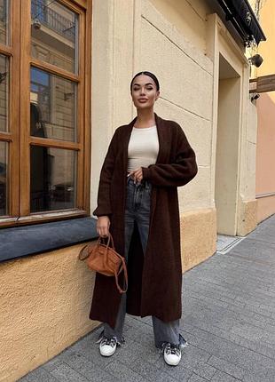 Кардиган довгий, пухнастий, прямого крою