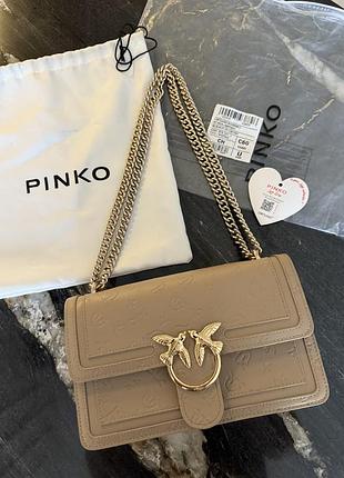 Сумка pinko love classic monogram бежева