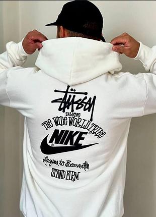 Чоловіче найпопулярніше худі  від stussy & nike біле 3