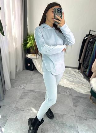 Женский велюровый костюм лосины и кофта