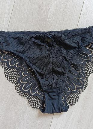 Кружевні трусики чорні ажурні труси мереживні s c 8 36 44