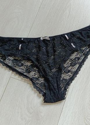 Ажурные трусики черные кружевные трусы вьющиеся no secret xl 14 42 52