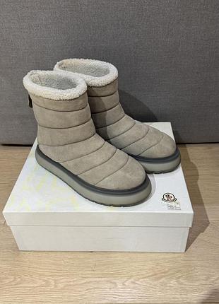 Угги moncler hermosa snow boots 40 бежевые, серые оригинал