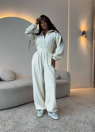 Теплый женский флисовый комбинезон