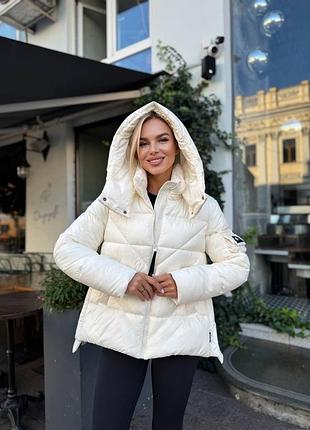 Короткий женский пуховик 42-52 женская зимняя куртка белая