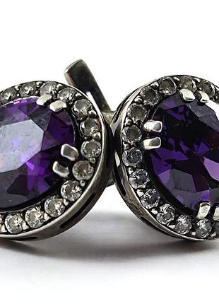 Серебряные сережки с камнями. 925 проба.