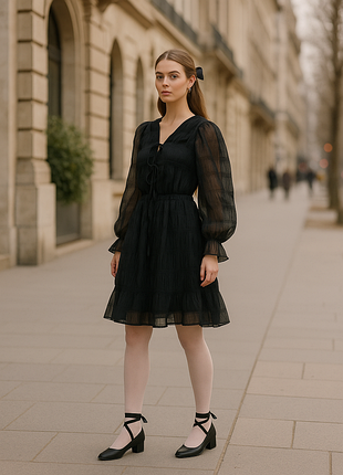 Чорна сукня з прозорими рукавами na-kd