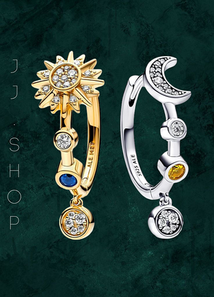 Серебряные серьги "солнечная система" pandora (пандора) 262842c01 с покрытием 14к золотом
