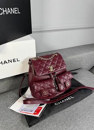 Бордовий рюкзак шанель брендовий стьобаний рюкзак бордо
