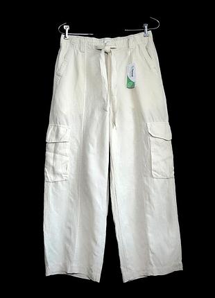 Модные широкие брюки карго из льна и лиоцелла р.14