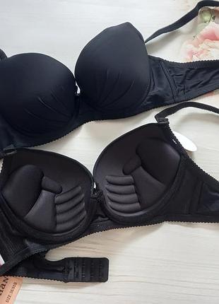 Черный бюстгальтер с пуш ап "рука адама" 75в, 80в, 85в