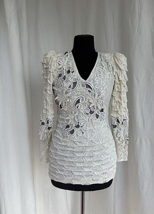 Вінтаж індпошив блуза топ гранж романтік бароко авторський кутюр