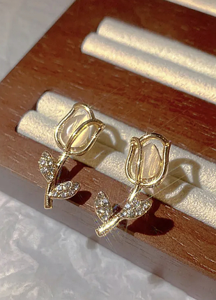 Серьги тюльпаны цветы