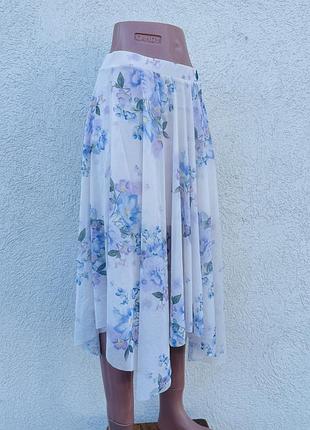 Асиметрична двошарова спідниця міді new look m на резинці ніжна квітковий принт юбка