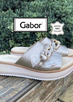 Gabor німеччина фірмові шкіряні жіночі шльопанці натуральна шкіра 38р. оригінал
