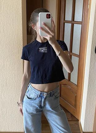 Укорочений жіночий кроп топ футболка tommy hilfiger