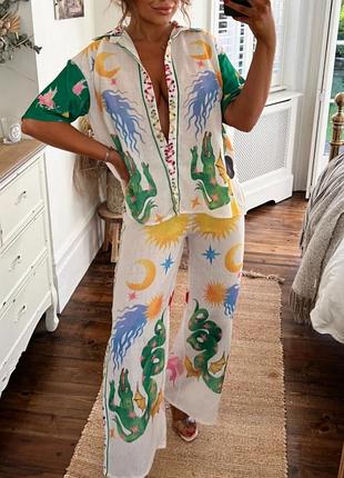 Костюм смесь льна с полиэстром