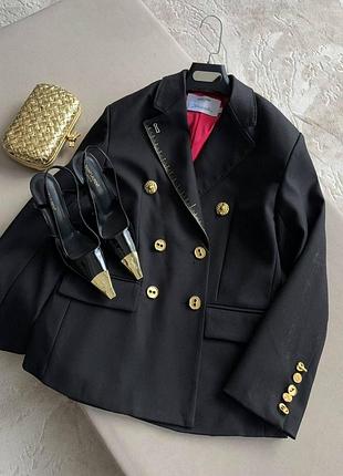 Піджак жакет чорний щ золотими ґудзиками