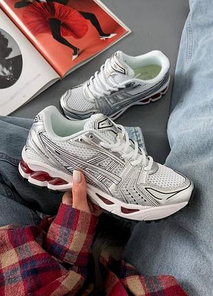 Кроссовки asics gel-kayano 14 silver red