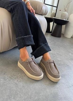 Лоферы 13113, р.37,40, натуральная замша, беж