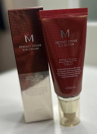 Missha m perfect cover bb cream (spf42 pa++), no21 (светлый беж), 50 мл, новый