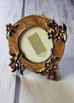 Рамка для фото, рамка для фото декоративная с цветами коричневая 5х5