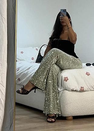 Штани zara кльош паєтки брюки zara нарядні