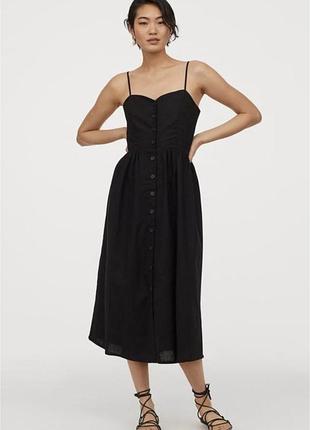 Шикарний базовий лляний сарафан, сукня міді 48-50 розмір