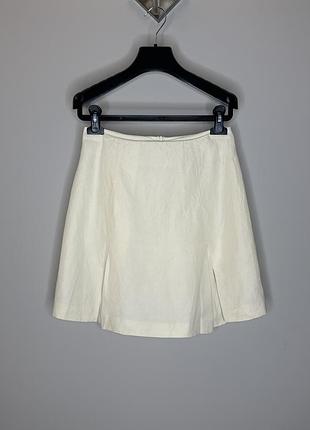 Міні-спідниця, спідниця міні з льону та шовку esprit молочна, слонова кістка, екрю, айворі s-m