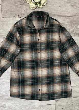 Теплая удлиненная оверсайз рубашка в клетку boohoo, р.s-l