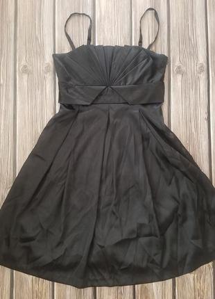 Черное вечернее платье sasch, черный сарафан, атлас платье на бретелях2 фото