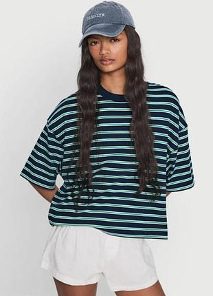 Футболка женская базовая в полоску хлопковая нова оверсайз свободный крой лонгслив женский тенник