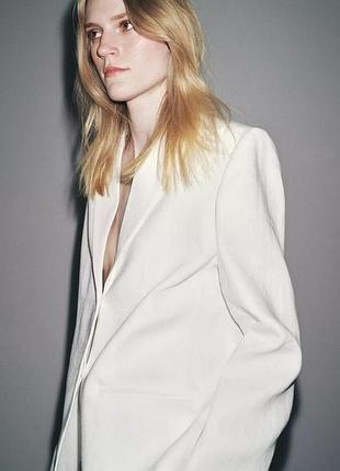 Блейзер жакет білий з льону zara